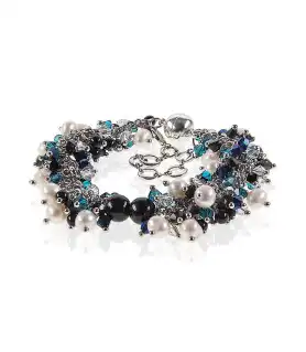 Onyx Noir Luxus-Klasse Armband-Süßwasserperlen,Onyx,Glaskristallen – Armbänder – Ansicht 1