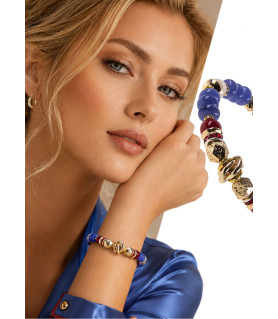 Accent Armband mit Chalcedony, Perlen, Korallen, Hämatit 24K