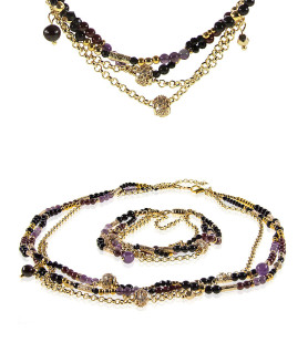 Améthyste Collier aus Améthyst, Granat, Onyx, 14K Kette – Halsketten – Ansicht 4