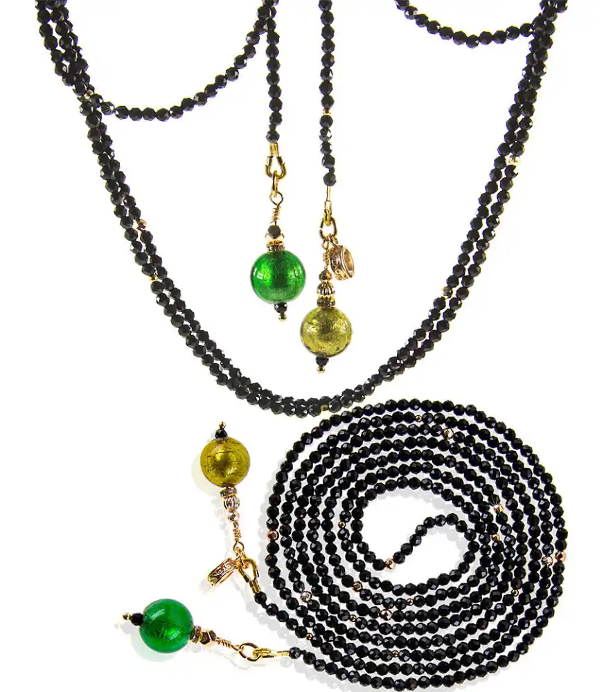 Joker Wickelkette-Kristallkette mit Murano Perlen, Spinell
