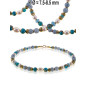 Océan Halskette mit Süßwasserperlen, Aquamarin, Chalzedon Océan Halskette mit Süßwasserperlen, Aquamarin, Chalzedon