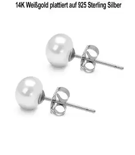Classique Süßwasserperlen Ohrstecker 7.5-8 mm, Weiß – Ohrringe – Ansicht 4