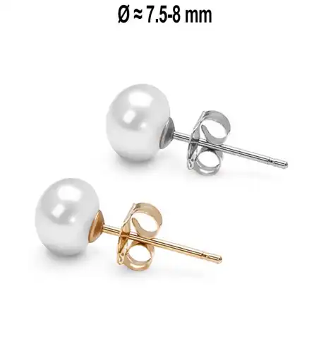 Classique Süßwasserperlen Ohrstecker 7.5-8 mm, Weiß – Ohrringe – Ansicht 1