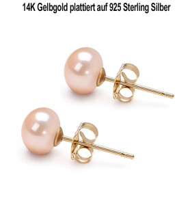 Classique Süßwasserperlen Ohrstecker 7.5-8mm, Rosa/Pink – Ohrringe – Ansicht 3