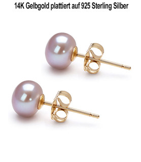 Classique Süßwasserperlen Ohrstecker 7.5-8mm, Flieder/Purple Farbe – Ohrringe – Ansicht 4