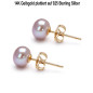 Classique Süßwasserperlen Ohrstecker 7.5-8mm, Flieder/Purple Farbe