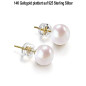 Classique Süßwasserperlen Ohrstecker 9-9.5mm, Weiß