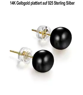 Classique Süßwasserperlen Ohrstecker 9-9.5mm, Schwarz – Ohrringe – Ansicht 3
