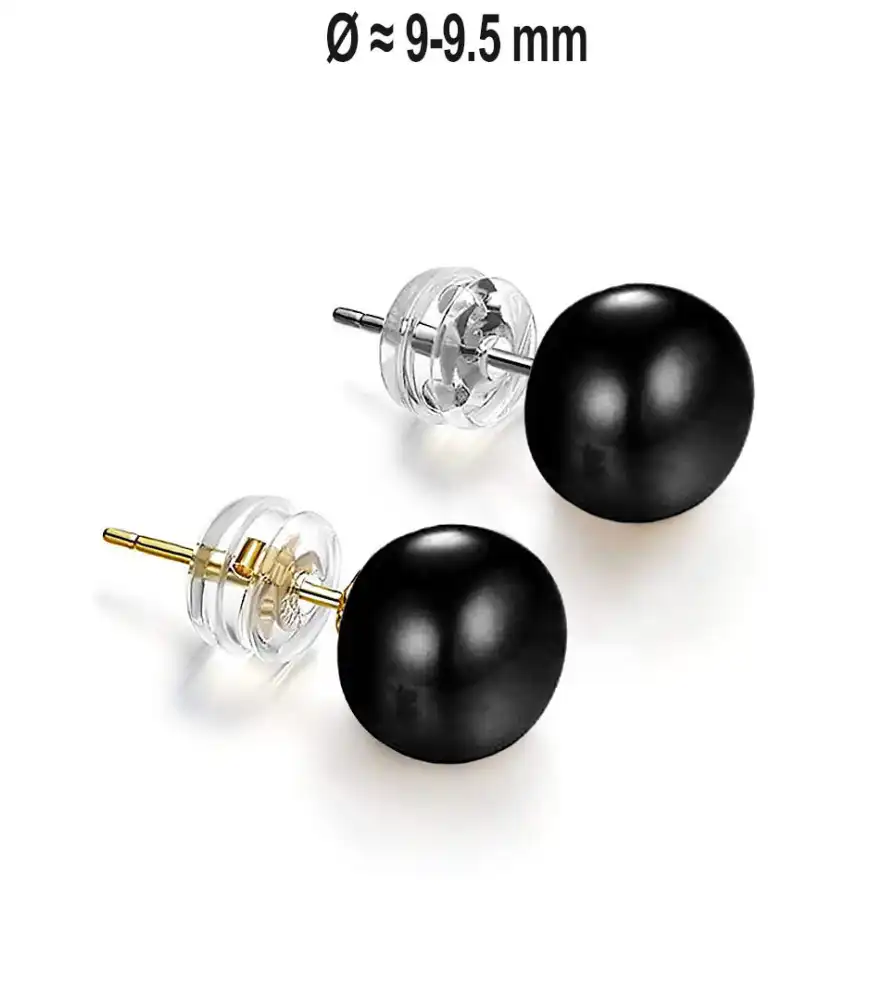 Classique Süßwasserperlen Ohrstecker 9-9.5mm, Schwarz Classique Süßwasserperlen Ohrstecker 9-9.5mm, Schwarz
