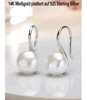 Classique Perlen Ohrhänger, 10-11mm, Weiß – Ohrringe – Ansicht 3