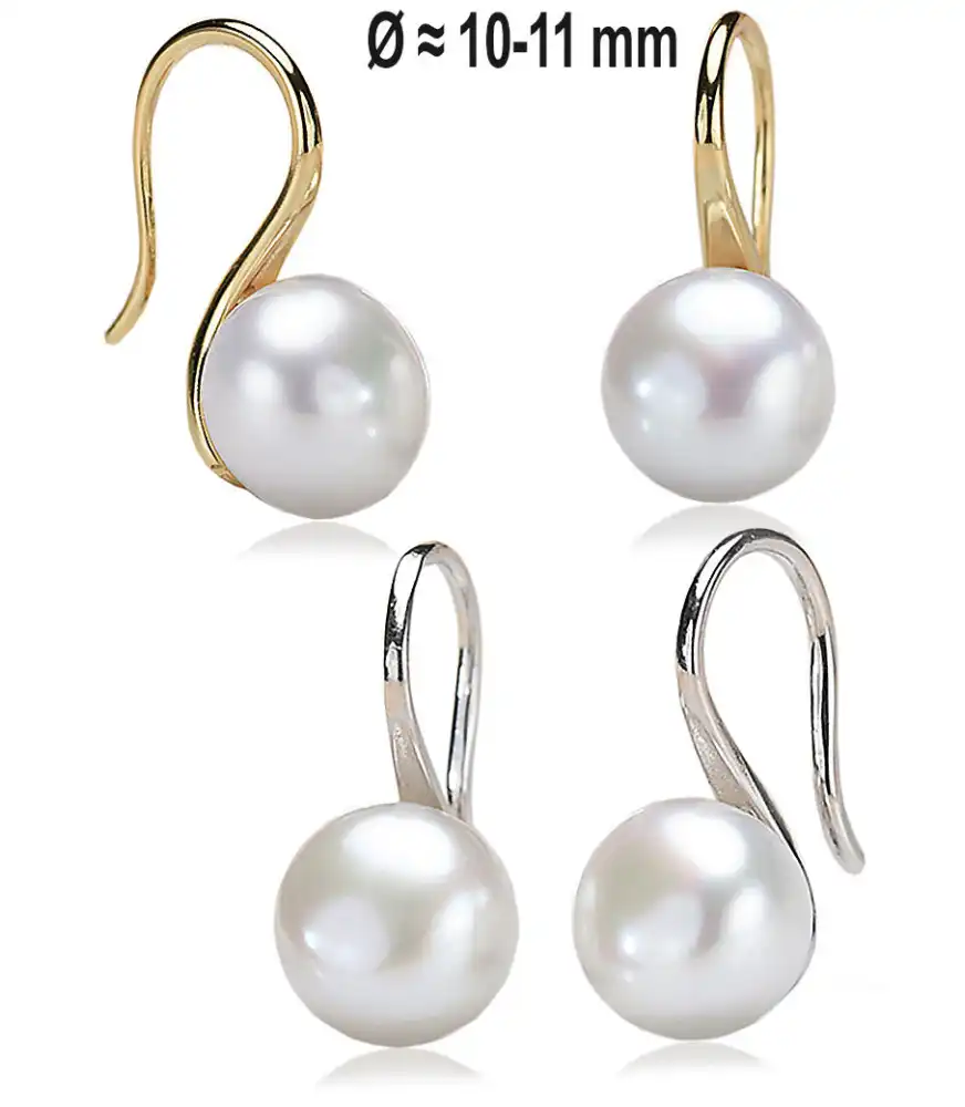 Classique Perlen Ohrhänger, 10-11mm, Weiß Classique Perlen Ohrhänger, 10-11mm, Weiß