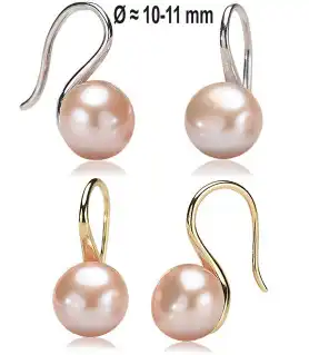 Classique Perlen Ohrhänger, 10-11mm, Rosa – Ohrringe – Ansicht 1