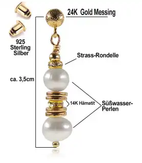 Élégant 24K Süßwasserperlen Ohrringe – Ohrringe – Ansicht 3