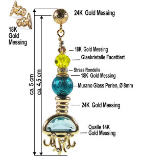 Méduse de mer 24K Ohrhänger mit Meeres Qualle – Ohrringe – Ansicht 3