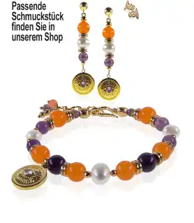 Anthea 24K Ohrhänger mit Perlen, Chalcedony, Amethyst – Ohrringe – Ansicht 3