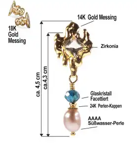 Vague d'or 14K Ohrringe mit Süßwasserperle – Ohrringe – Ansicht 3
