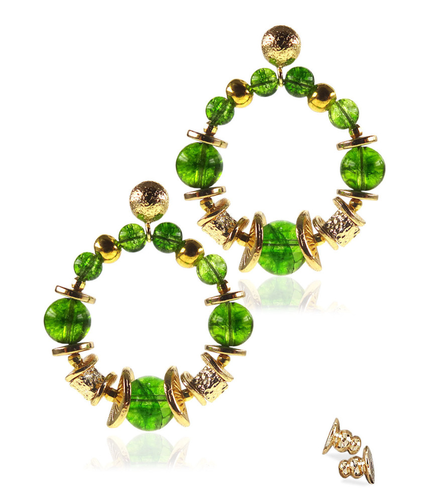 Birmanie Peridot-Creolen, 24K Vergoldung Birmanie Peridot-Creolen, 24K Vergoldung