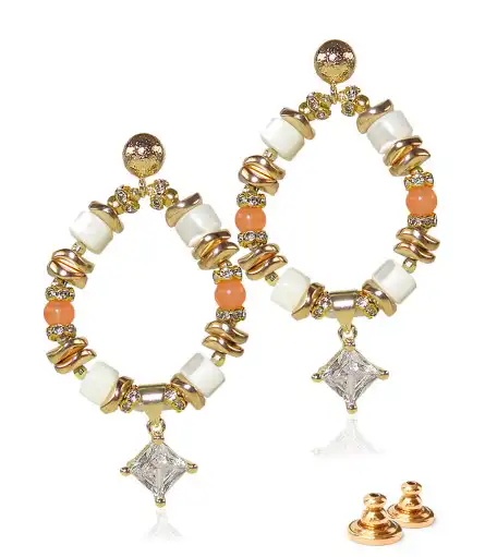 Athéna Creolen aus Perlmutt, Chalcedony, Zirkonia – Ohrringe – Ansicht 1