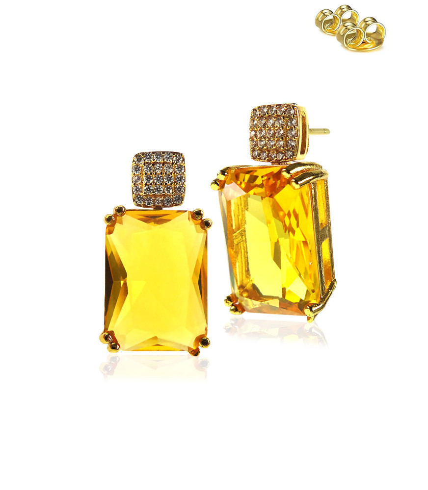 Citron Glas-Kristall-Zirkonia Ohrringe Citron Glas-Kristall-Zirkonia Ohrringe