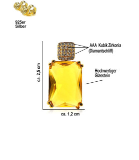 Citron Glas-Kristall-Zirkonia Ohrringe – Ohrringe – Ansicht 3