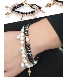 Grand Ben 3-reih.Armband mit Süßwasserperlen,Spinell,Zircone – Armbänder – Ansicht 3