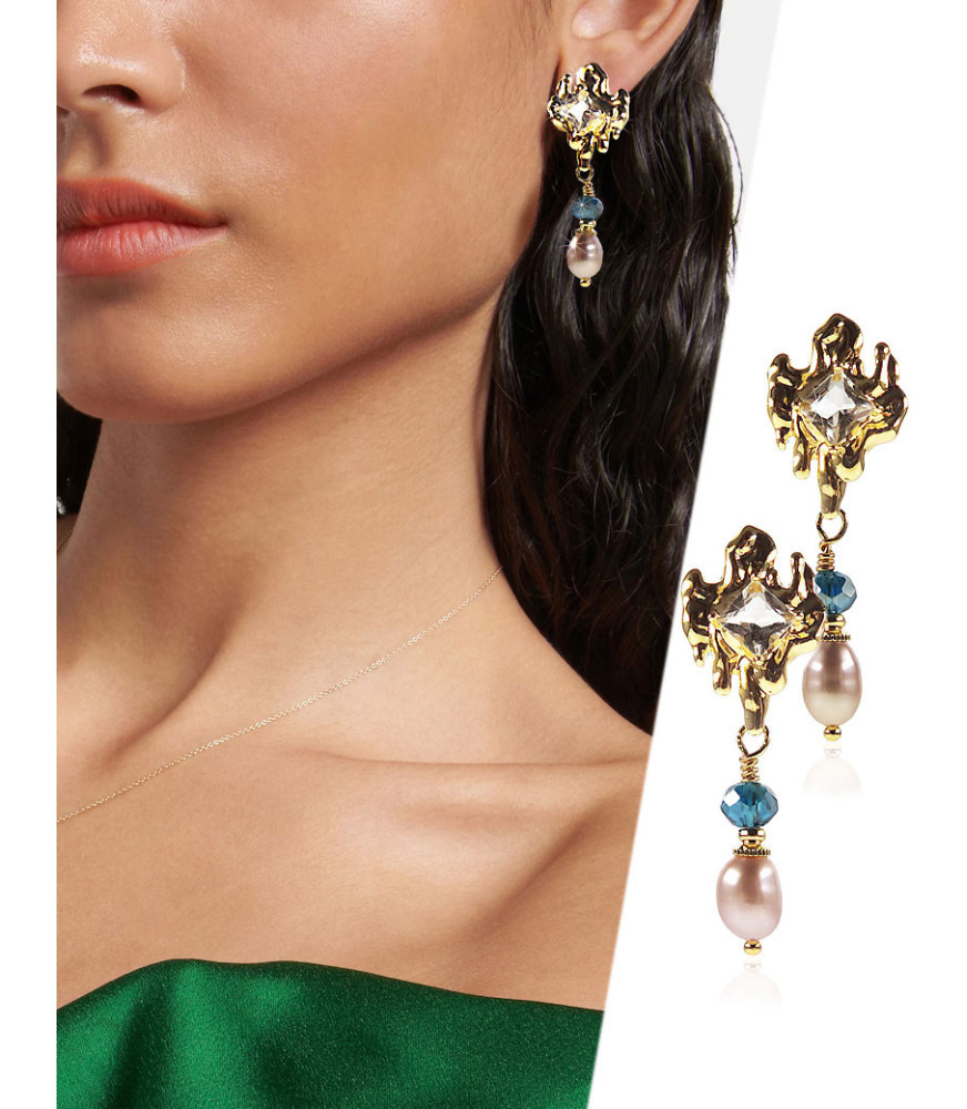 Vague d'or 14K Ohrringe mit Süßwasserperle Vague d'or 14K Ohrringe mit Süßwasserperle