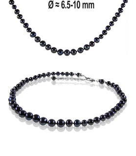 Classique Elegante Süßwasserperlen Kette, Schwarz
