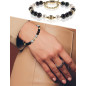 Élégance Süßwasserperlen Armband, 6-7mm, Weiß/Schwarz Élégance Süßwasserperlen Armband, 6-7mm, Weiß/Schwarz