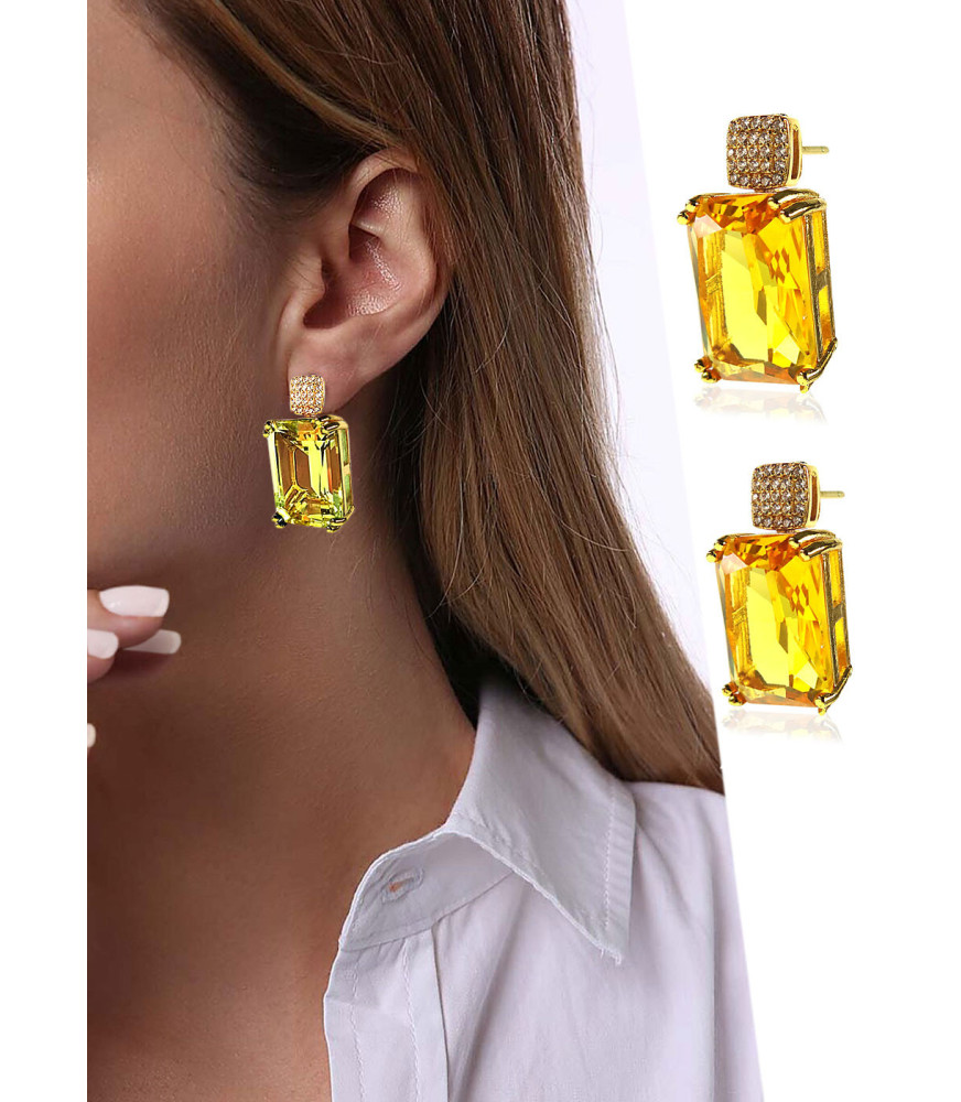 Citron Glas-Kristall-Zirkonia Ohrringe
