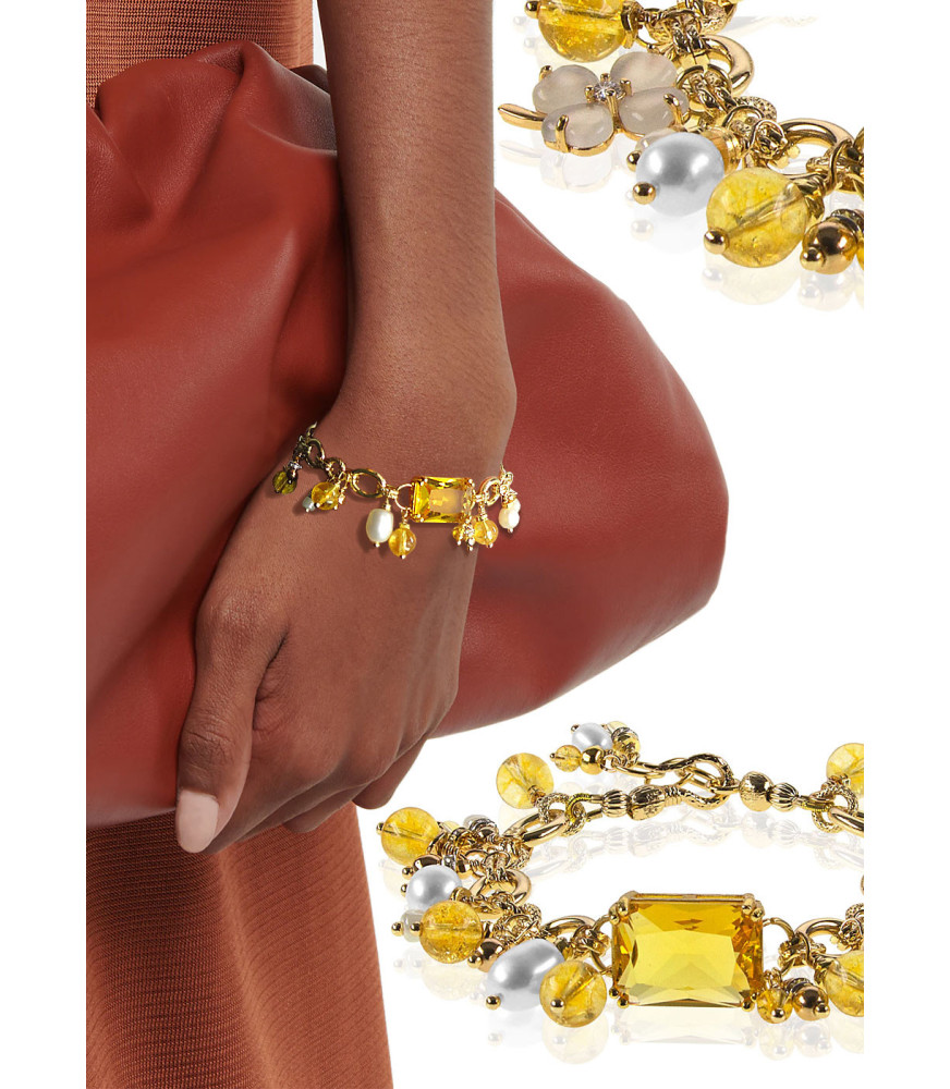 Citron 24K Gliederkette-Armband,Citrin,Süßwasserperlen Citron 24K Gliederkette-Armband,Citrin,Süßwasserperlen