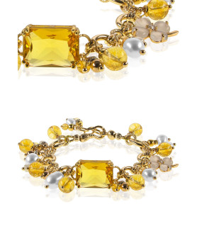 Citron 24K Gliederkette-Armband,Citrin,Süßwasserperlen