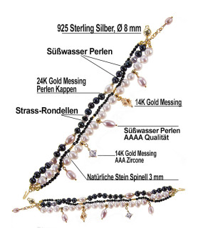 Grand Ben 3-reih.Armband mit Süßwasserperlen,Spinell,Zircone – Inspirationen – Ansicht 4