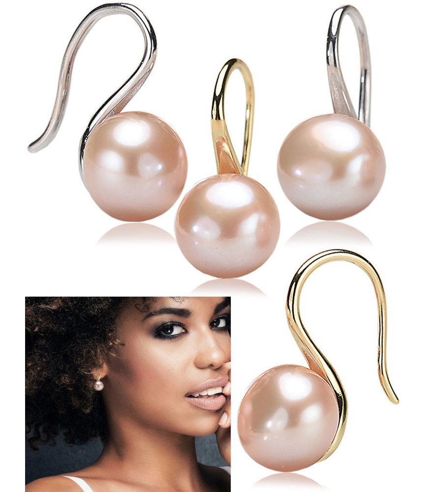 Classique Ohrhänger mit Perlen, 10-11mm, Rosa