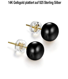 Classique Süßwasserperlen Ohrstecker 9-9.5mm, Schwarz – Inspirationen – Ansicht 3