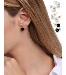 Classique Süßwasserperlen Ohrstecker 9-9.5mm, Schwarz – Inspirationen – Ansicht 1
