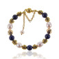 Noble Armband mit Lapislazuli, Süßwasserperlen, Retro Rondellen Noble Armband mit Lapislazuli, Süßwasserperlen, Retro Rondellen