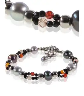 Mélange de gris Armband mit Süßwasserperlen, Hämatit, Zirkonia – Armbänder – Ansicht 1