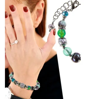 Expression Armband mit Süßwasserperlen, Achat, Muranoperlen, Glassperlen