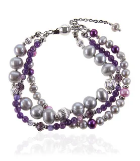 Charme de perle 3-reih. elegantes Perlenarmband, 6-10 mm – Armbänder – Ansicht 4