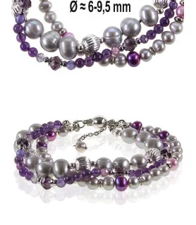 Charme de perle 3-reih. elegantes Perlenarmband, 6-10 mm – Armbänder – Ansicht 1