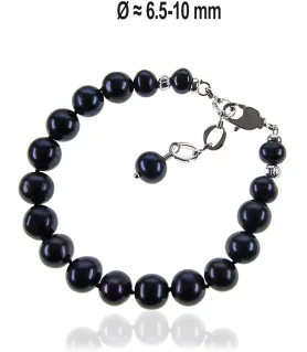 Classique Perlenarmband, schwarz, 6-10 mm – Armbänder – Ansicht 1