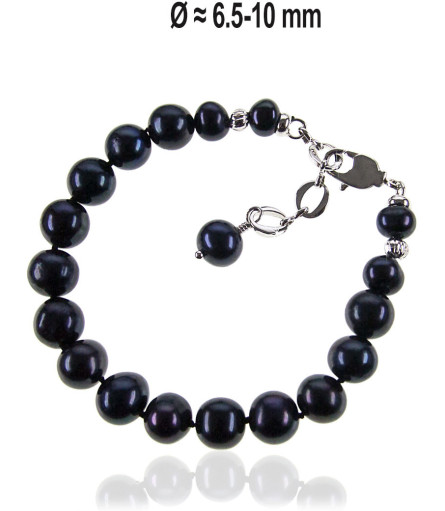 Classique Perlenarmband, schwarz, 6-10 mm – Armbänder – Ansicht 1