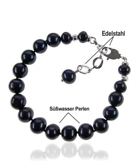 Classique Perlenarmband, schwarz, 6-10 mm – Armbänder – Ansicht 4