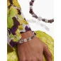 Flex Perlenarmband mit Rosenquarz, Murano Glasperlen, 8,5-9mm