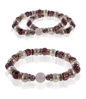 Flex Perlenarmband mit Rosenquarz, Murano Glasperlen, 8,5-9mm – Armbänder – Ansicht 3
