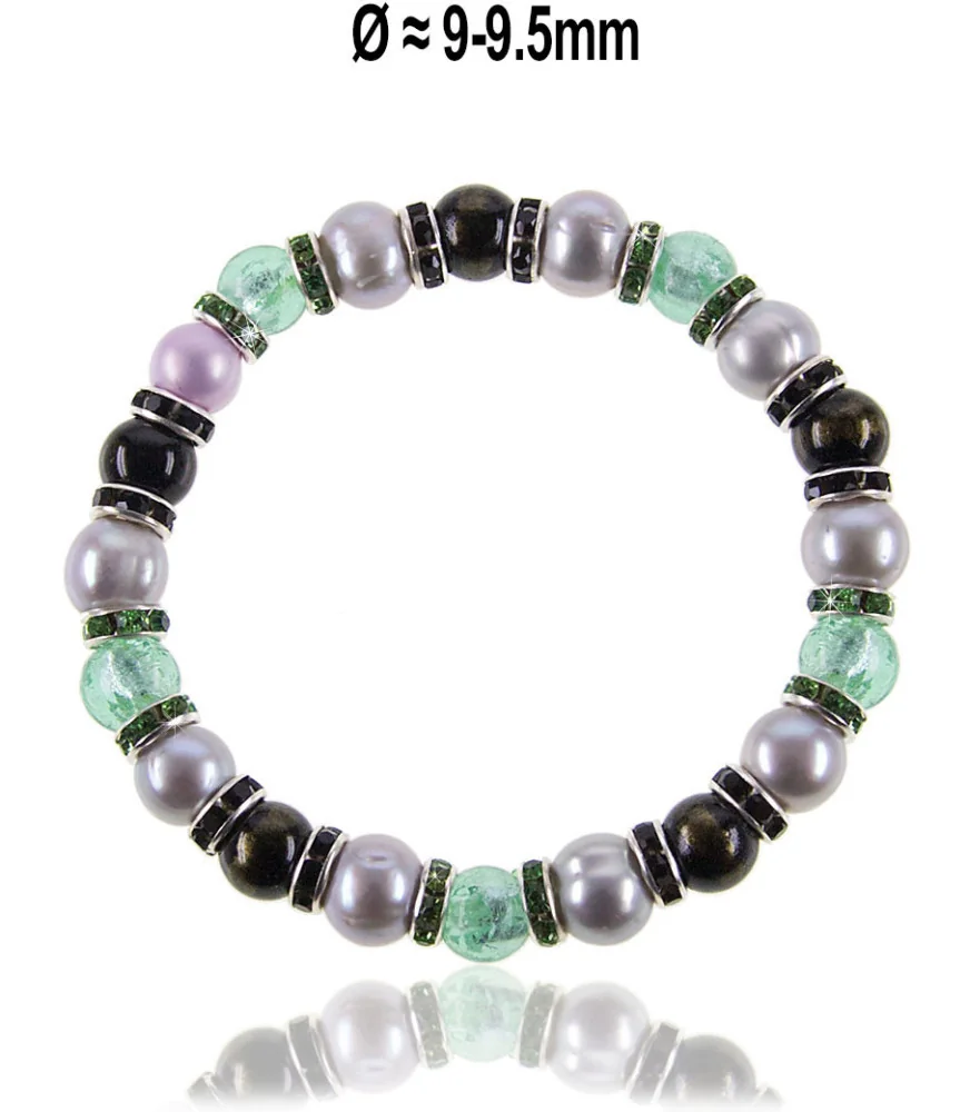 Flex Perlenarmband mit Jade, Murano Glasperlen, 8,5-9 mm