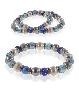 Flex Perlenarmband mit Chalcedon, Murano Perlen, 8,5-9 mm – Armbänder – Ansicht 3