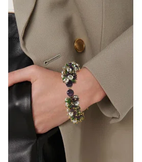 Azureus Luxus Armband-Süßwasserperlen,Amethyst,14K Gold