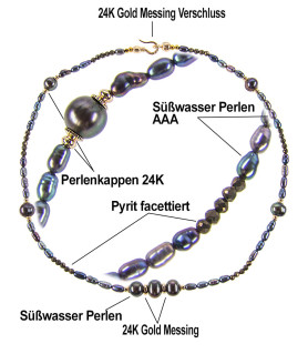 Perle Zarte Süßwasserperlen Kette in Grau – Halsketten – Ansicht 4