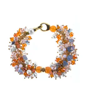 Isabelle Luxus Süßwasserperlen-Armband, Chalcedony, Glaskristallen, 24K Gold – Armbänder – Ansicht 3